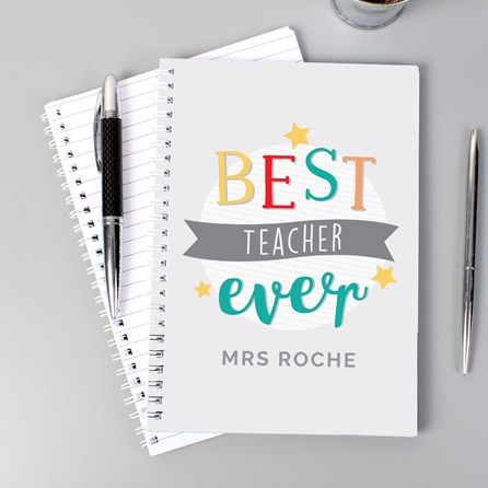 Personalised 'Best Teacher Ever' A5 Notebook Thank You Teacher Gifts Personalised Teacher Gifts Personalised Stationary Gifts