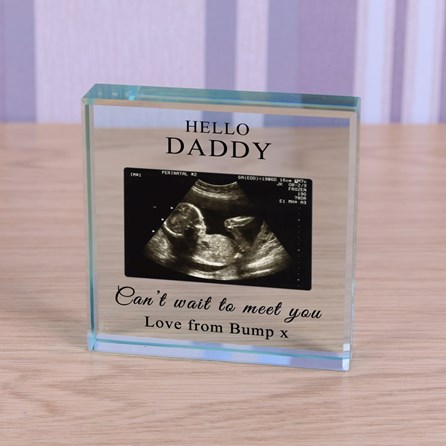 Personalised 'Can't Wait To Meet You' Photo Glass Token New Baby Gifts Sentiment Gifts Keepsake Gifts Father's Day Gifts Glass token with Photo