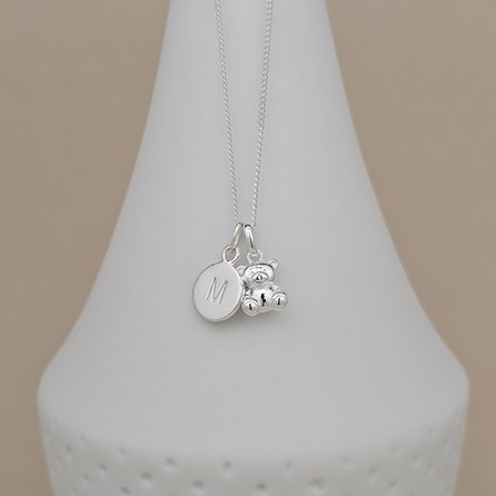 Personalised Children's Cute Teddy Bear Necklace Gifts For Children Birthday Gifts Sterling Silver Necklaces Charm Necklace Teddy Bear Jewellery