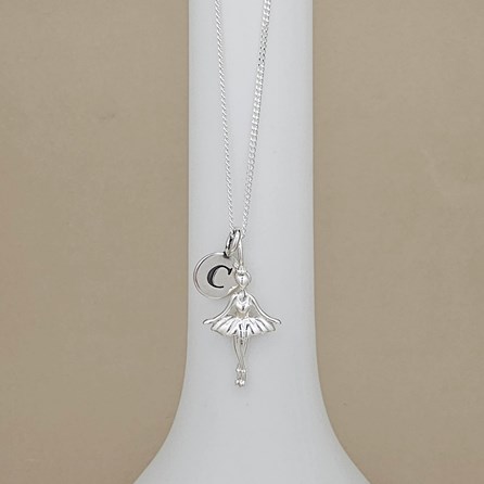 Personalised Children's Sterling Silver Ballerina Charm Necklace Personalised Children's Sterling Silver Ballerina Charm Necklace
