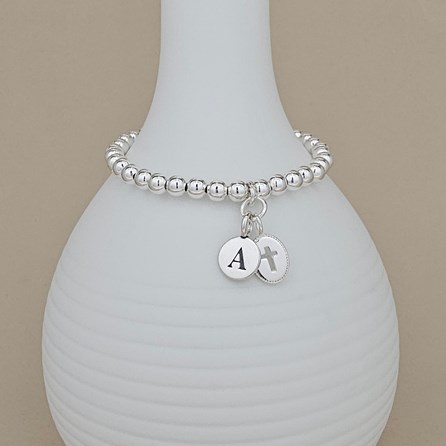 Personalised Child's Baptism Cross Bead Bracelet Baptism jewellery Baptism gifts for girls bracelet baptism gift silver cross personalise letter