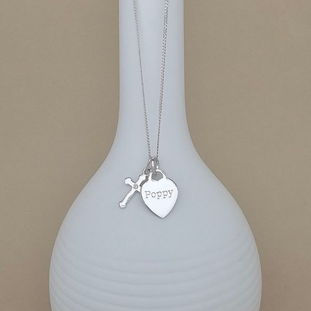 Personalised Child's Baptism Cross Necklace Baptism jewellery baptism gift for girls necklace sterling silver cross heart personalise engrave