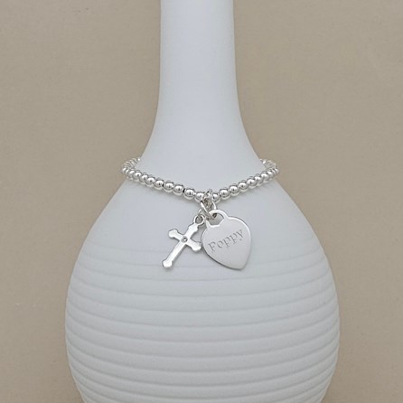 Personalised Child's Baptism Cross Skinny Bracelet Baptism jewellery baptism bracelet baptism gift silver cross personalise engrave