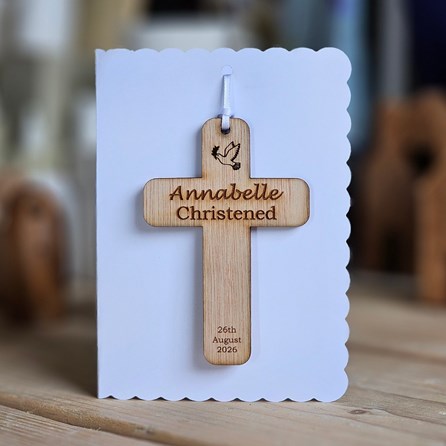 Personalised Christening Cross Hanging Decoration Card Christening gifts for girls Christening gifts for boys Personalised Christening cards