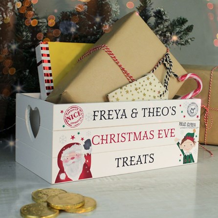 Personalised Wooden Christmas Eve Crate Box Festive Storage Gifts Children's Christmas Eve Gifts