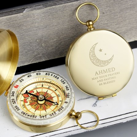 Personalised Eid and Ramadan Keepsake Compass Gifts For Eid Gifts For Ramadan Religious Gifts Brushed Metal Navigation Compass Keepsake Gifts