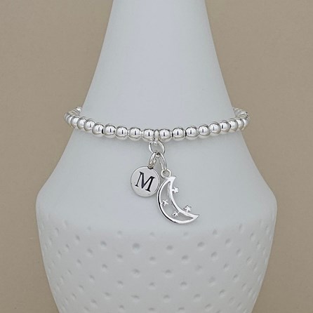 Personalised Eid Moon Charm Bracelet Gifts For Eid Personalised Jewellery Personalised Silver Plated Bracelet Moon And Stars Jewellery