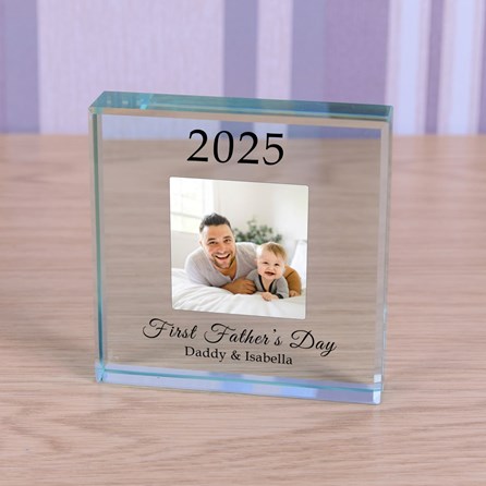 Personalised 'First Father's Day' Photo Glass Token Personalised 'First Father's Day' Photo Glass Token
