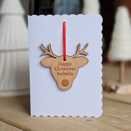 Personalised 'Happy Christmas' Hanging Decoration Card Personalised Handmade Christmas Cards With Gift Token Wooden Hanging Decoration