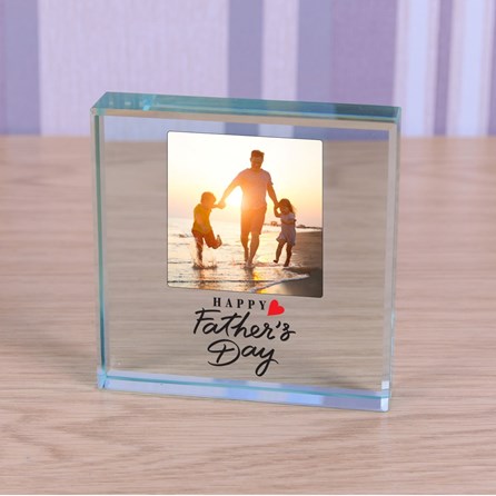 Personalised 'Happy Father's Day' Photo Glass Token Father's Day Gifts Glass Token Keepsake Gifts Personalised Photo Gifts Sentiment Gifts Gifts For Dad