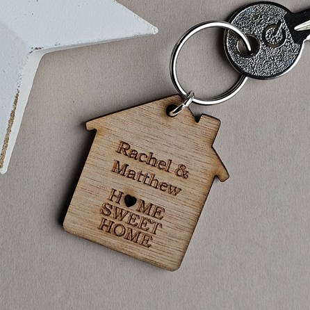 Personalised 'Home Sweet Home' House Wooden Keyring Personalised 'Home Sweet Home' House Wooden Keyring