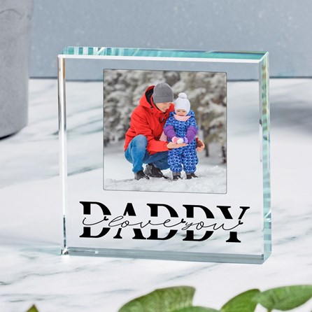 Personalised 'Love you Daddy' Photo Glass Token Father's Day Gifts Glass Token Sentiment Keepsake Gifts Home Accessories Photo Gifts