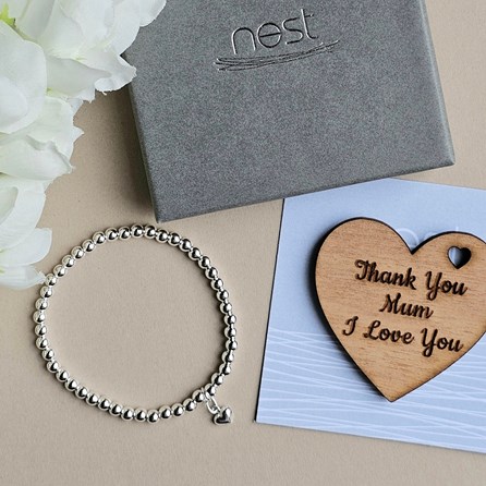 Personalised Mum Heart Charm Bracelet and Token Personalised Mother Of The Bride Gifts Mother Of The Groom Gifts Wedding Jewellery Thank You Gifts