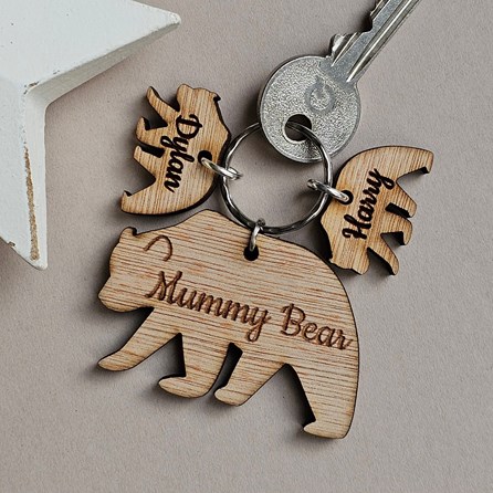 Personalised 'Mummy Bear' Keyring Mother's Day Gift Wooden Engraved Keyring Gifts Personalised Birthday Gifts For Mummy
