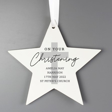 Personalised 'On Your Christening' Wooden Star Decoration Christening gift for boys Christening gift for girls