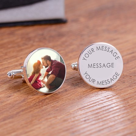 Christmas Gifts Birthday Gifts Silver Plated Cufflinks New Daddy Gifts Photo Cufflinks