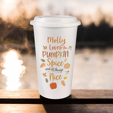 Personalised Pumpkin Spice Travel Mug Halloween Gifts Halloween Decorations Fun Novelty Autumn Travel Mug Pumpkin Spice