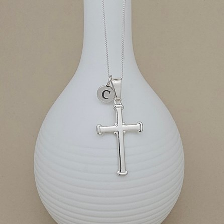 Personalised Silver Large Baptism Cross Necklace Baptism jewellery Baptism gifts for girls necklace sterling silver cross personalise letter