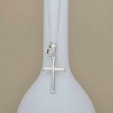 Personalised Silver Large Christening Cross Necklace Christening jewellery christening gift for girls christening necklace sterling silver cross letter