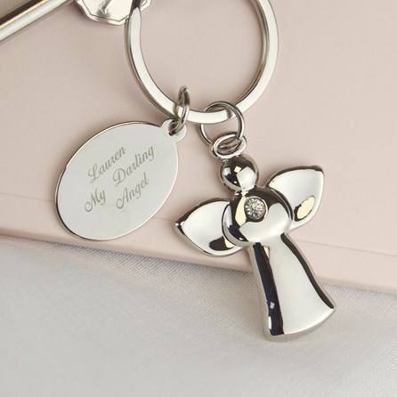 Personalised Silver Plated Angel Keyring Personalised Silver Plated Angel Keyring