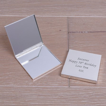 Personalised Silver Plated Compact Mirror Personalised Silver Plated Compact Mirror Mother's Day Gifts Bridesmaid Gifts
