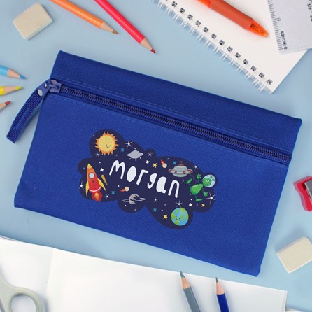 Personalised Space Pencil Case in Blue Personalised Space Pencil Case in Blue