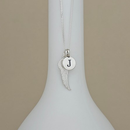 Personalised Sterling Silver Angel Wing Necklace Personalised Sterling Silver Angel Wing Necklace