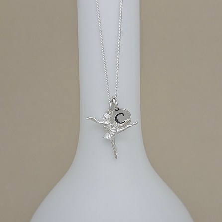 Personalised Sterling Silver Arabesque Ballerina Necklace Personalised Sterling Silver Arabesque Ballerina Necklace