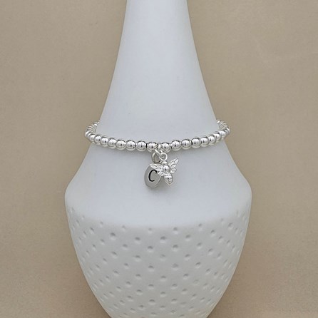 Personalised Sterling Silver Bee Charm Bracelet Personalised Sterling Silver Bee Charm Bracelet