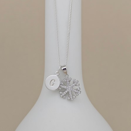 Personalised Sterling Silver Christmas CZ Snowflake Necklace Personalised Christmas Necklace Christmas Jewellery Festive Gifts Christmas Snowflake Pendant