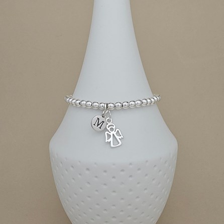 Personalised Sterling Silver Cut Out Angel Charm Bracelet Personalised Sterling Silver Cut Out Angel Charm Bracelet