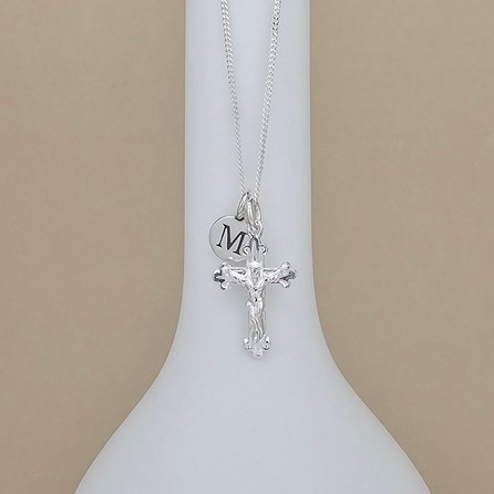 Personalised Sterling Silver Fancy Crucifix Necklace Personalised Sterling Silver Fancy Crucifix Necklace