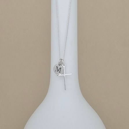 Personalised Sterling Silver Slim Cross Necklace Personalised Sterling Silver Slim Cross Necklace