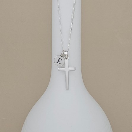 Personalised Sterling Silver Small Plain Cross Necklace Personalised Sterling Silver Small Plain Cross Necklace
