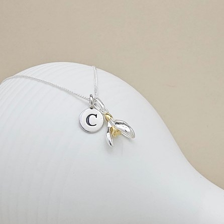 Personalised Sterling Silver Snowdrop Charm Necklace Personalised Sterling Silver Snowdrop Charm Necklace