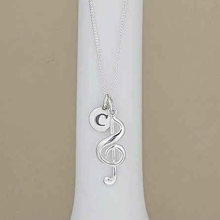 Personalised Sterling Silver Treble Clef Charm Necklace Personalised Sterling Silver Treble Clef Charm Necklace