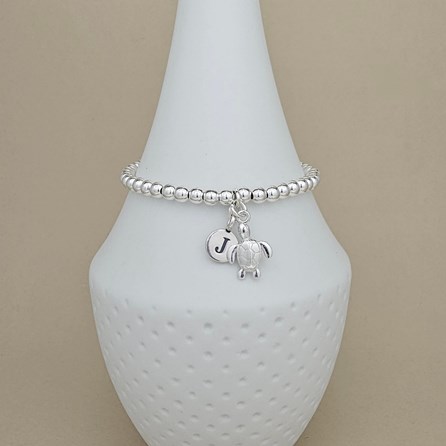 Personalised Sterling Silver Turtle Charm Bracelet Personalised Sterling Silver Turtle Charm Bracelet