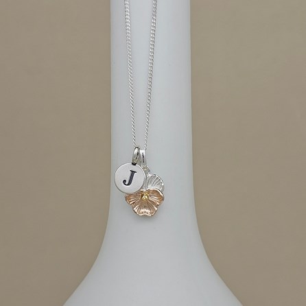 Personalised Sterling Silver Violet Flower Necklace Personalised Sterling Silver Violet Flower Necklace