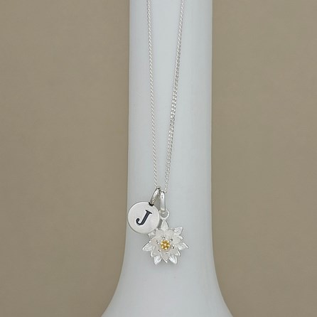Personalised Sterling Silver Waterlily Flower Necklace Personalised Sterling Silver Waterlily Flower Necklace