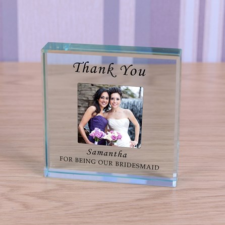 Personalised 'Thank You Bridesmaid' Photo Glass Token Bridesmaid Gifts Wedding Gifts Thank You Bridesmaid Gifts Glass Token Keepsake Gifts