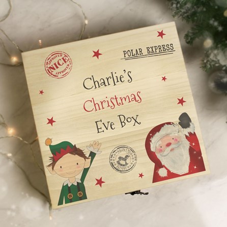 Personalised Wooden Christmas Eve Box Wooden Christmas Eve Box Storage Box Treats For Christmas Personalised Gifts