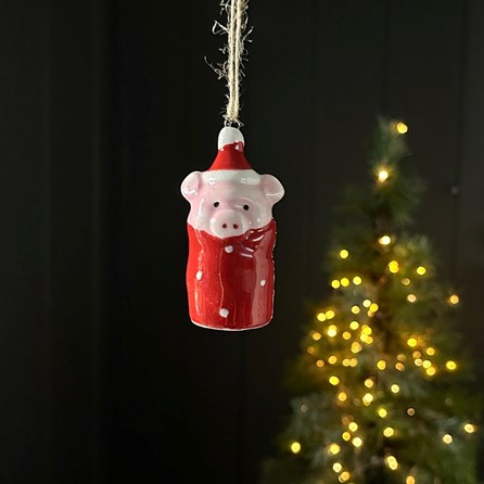 Pig In Blanket Hanging Christmas Decoration Christmas Hanging Decorations Festive Xmas Gifts Porcelain Gifts Ceramic Hanging Novelty