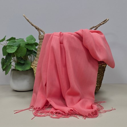 Plain Lightweight Tassel Scarf in Coral Pink Lightweight Plain Tassel Scarves Headscarves Gifts For Mum Mother's Day Gifts Birthday Gifts