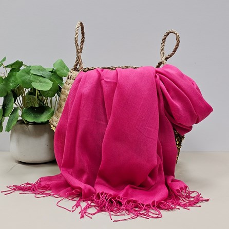 Plain Lightweight Tassel Scarf in Fuchsia Pink Lightweight Plain Tassel Scarves Headscarves Gifts For Mum Mother's Day Gifts Birthday Gifts