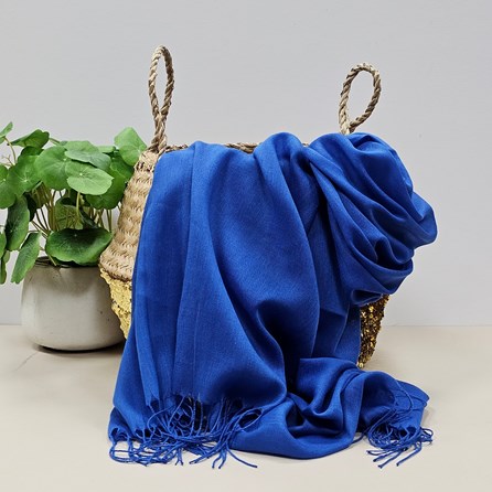 Plain Lightweight Tassel Scarf in Royal Blue Lightweight Plain Tassel Scarves Headscarves Gifts For Mum Mother's Day Gifts Birthday Gifts