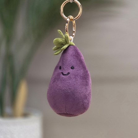 Plush Aubergine Keyring Bag Charm Plush Purple Aubergine Bag Charm Bessie Cute Soft Novelty Fun Bag Charm Keyring Key Ring