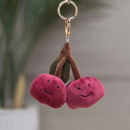 Plush Cherry Keyring Bag Charm Plush Red Cherry Bag Charm Bag Charm Bessie Cute Soft Novelty Fun Bag Charm Keyring Key Ring