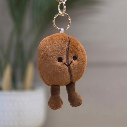 Plush Coffee Bean Keyring Bag Charm Plush Brown Coffee Bean Bag Charm Bessie Cute Soft Novelty Fun Bag Charm Keyring Key Ring