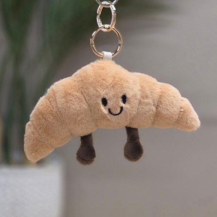 Plush Croissant Keyring Bag Charm Plush Croissant Bag Charm Bessie Cute Soft Novelty Fun Bag Charm Keyring Key Ring