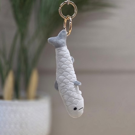 Plush Fish Keyring Bag Charm Plush Grey Fish Bag Charm Bessie Cute Soft Novelty Fun Bag Charm Keyring Key Ring
